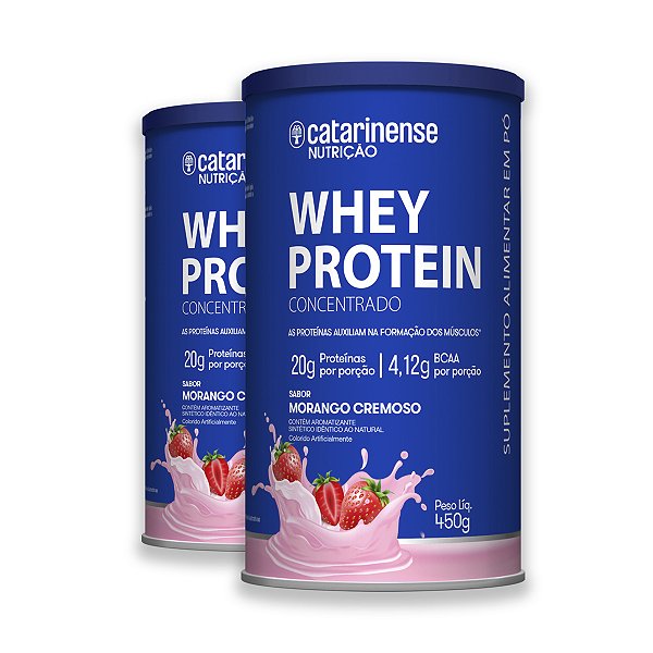 Kit 2 Whey Protein Concentrado Catarinense 450g Morango