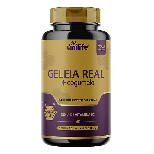 Geleia Real + Cogumelo Unilife 500mg 45 Cápsulas