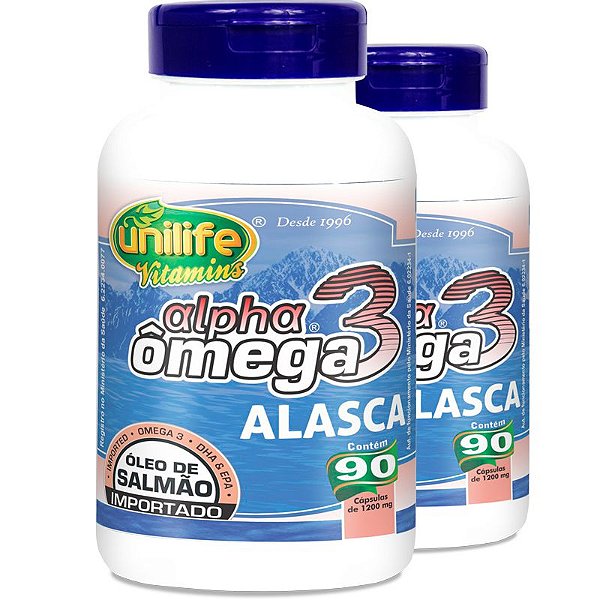 Kit 2 Ômega 3 Alpha Óleo de Salmão 1200mg 90 cápsulas Unilife