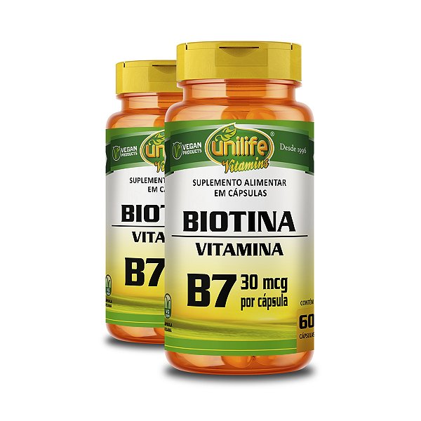 Kit 2 Vitamina B7 Biotina 60 cápsulas Unilife