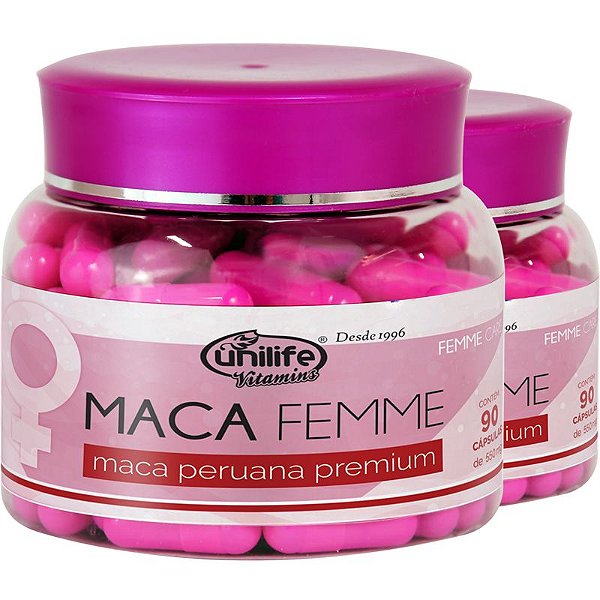 Kit 2 Maca Femme 560mg Maca Premium Unilife 90 Cápsulas