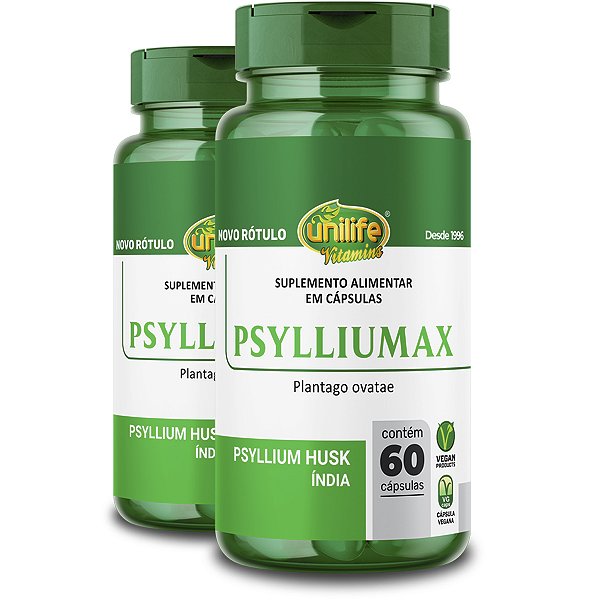 Kit 2 Psyllium Unilife Psylliumax 60 Cápsulas