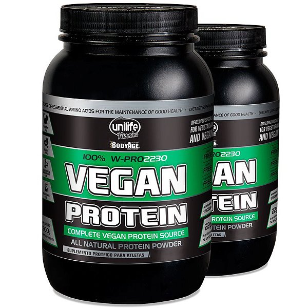 Kit 2 Vegan Protein 900g Proteína vegetal Unilife Chocolate
