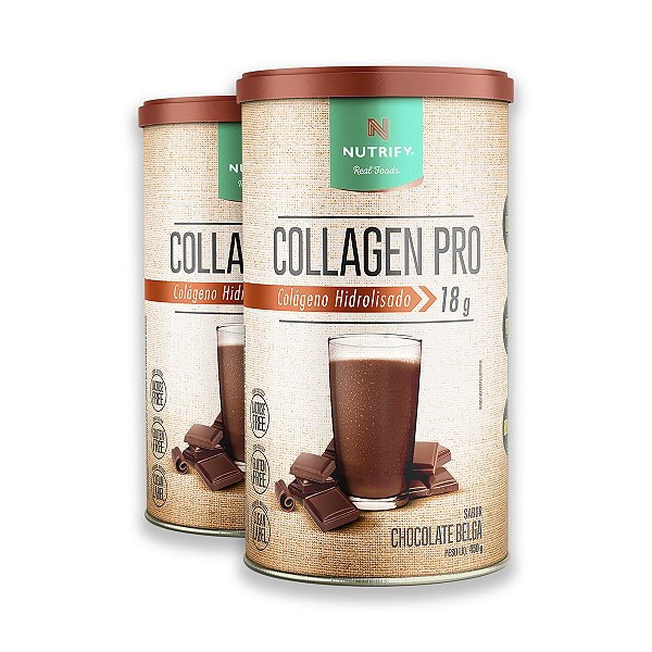 Kit 2 Collagen Colágeno Hidrolisado Nutrify Chocolate Belga 450g