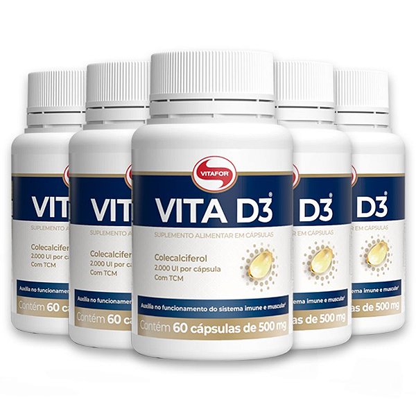 Kit 5 Vita D3 Vitamina D 60 Cápsulas Vitafor