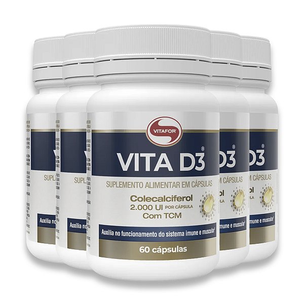 Kit 5 Vita D3 Vitamina D 60 Cápsulas Vitafor