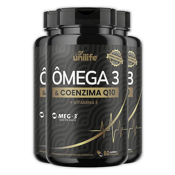 Kit 3 Ômega 3 Com Coenzima Q10 Unilife 60 Cápsulas