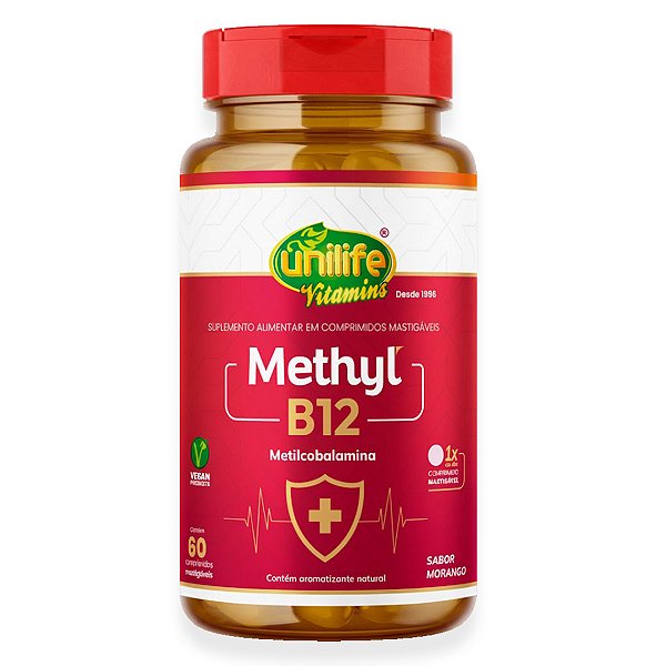 Vitamina Methyl B12 Unilife Morango 60 comprimidos
