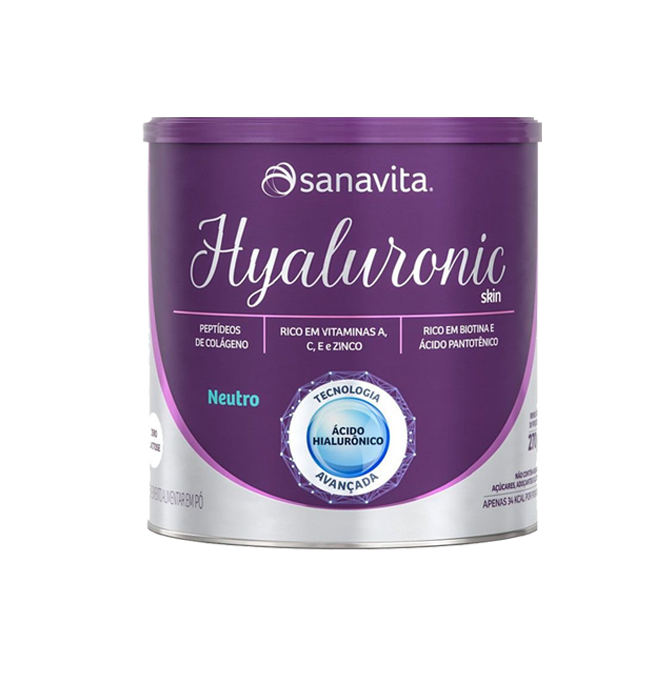 Colágeno Hyaluronic Ácido Hialurônico Skin Sanavita 270g sabor Neutro