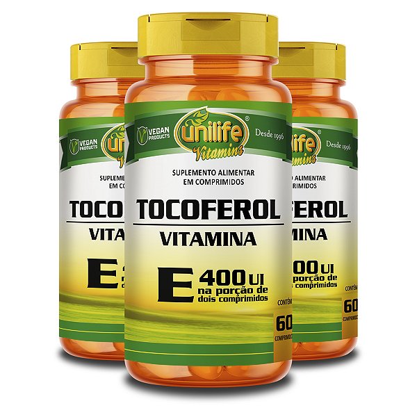 Kit 3 Vitamina E Tocoferol Unilife 60 Cápsulas