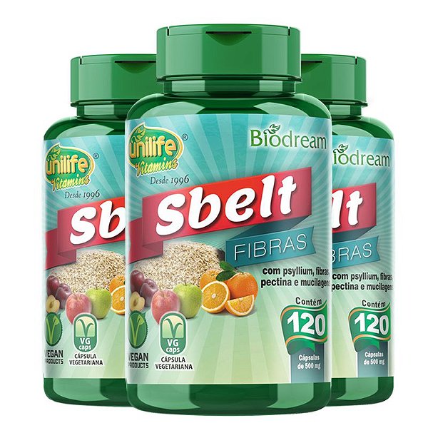 Kit 3 Sbelt Fibras Biodream 120 cápsulas Unilife