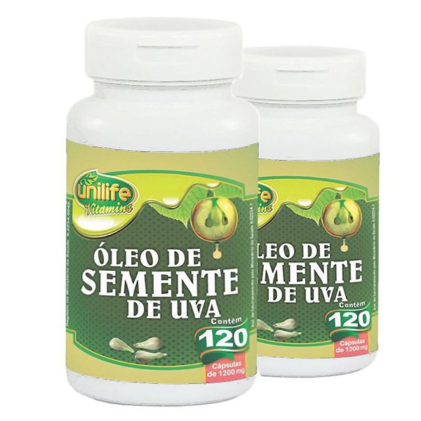 Kit 2 Óleo de Semente de Uva 1200mg 120 cápsulas Unilife