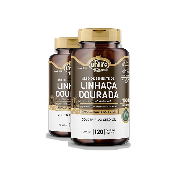 Kit 2 Óleo de Semente de Linhaça Dourada Unilife 120 Cápsulas