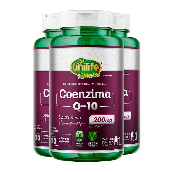 Kit 3 Coenzima Q10 Super Concentrada Unilife 30 Cápsulas
