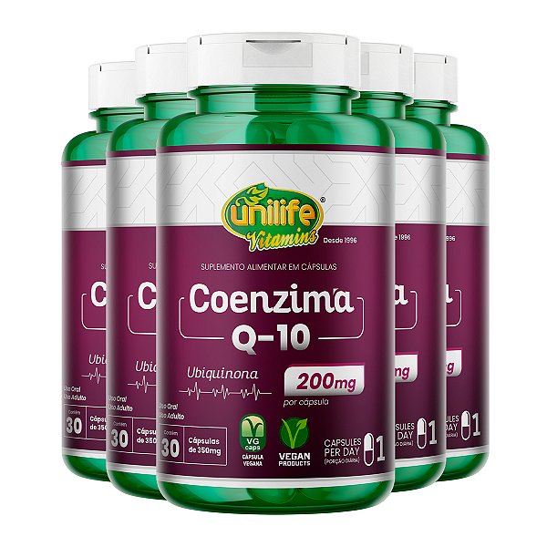 Kit 5 Coenzima Q10 Super Concentrada Unilife 30 Cápsulas