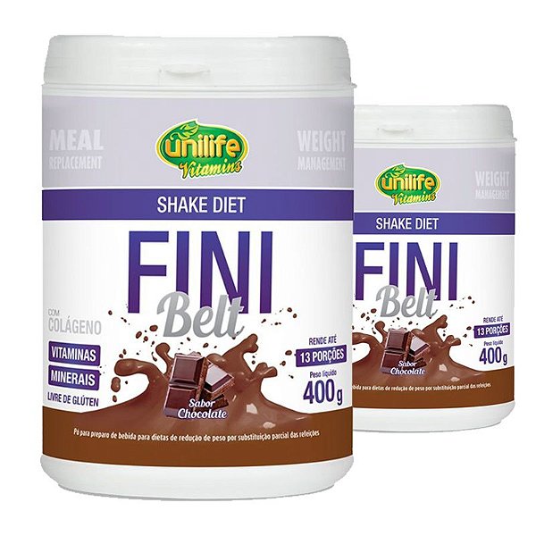 Kit 2 Shake Diet com Colágeno Fini Belt Unilife 400g Chocolate