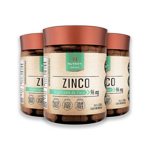 Kit 3 Zinco 96mg Nutrify 60 Cápsulas