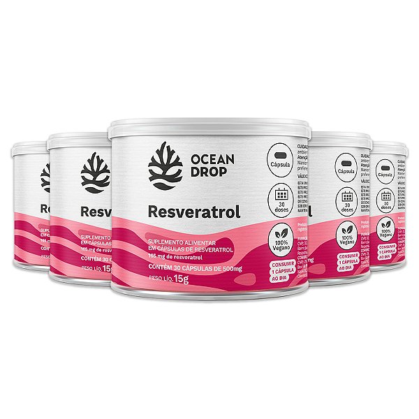 Kit 5 Resveratrol Ocean Drop 30 Cápsulas