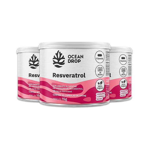 Kit 3 Resveratrol Ocean Drop 30 Cápsulas