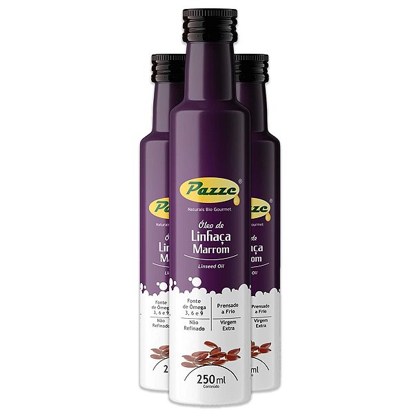 Kit 3 Óleo de Linhaça Marrom Pazze 250ml