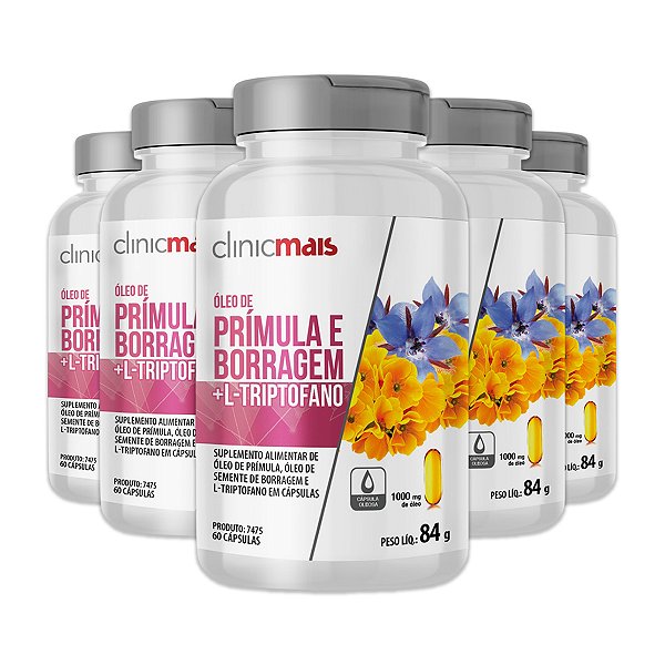 Kit 5 Óleo de Prímula e Borragem ClinicMais 60 Cápsulas