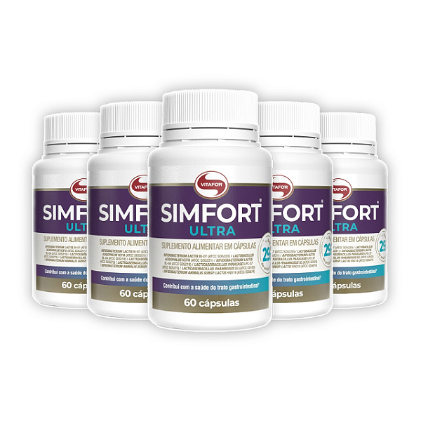 Kit 5 Simfort Ultra 6 Cepas Probióticos 60 Cápsulas Vitafor
