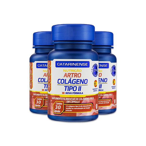 Kit 3 Artro Colágeno Tipo II Catarinense 30 Cápsulas