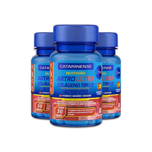 Kit 3 Artro Ultra Colágeno Tipo II 30 Catarinense Cápsulas