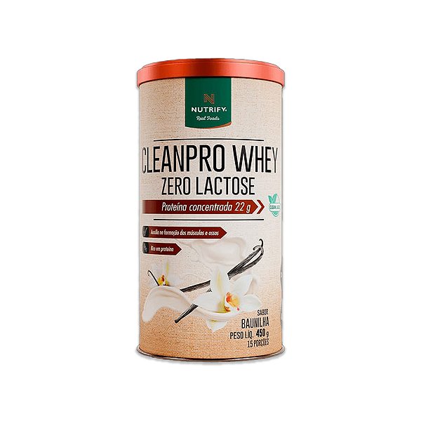 CleanPro Whey Baunilha Sem Lactose Nutrify 450g