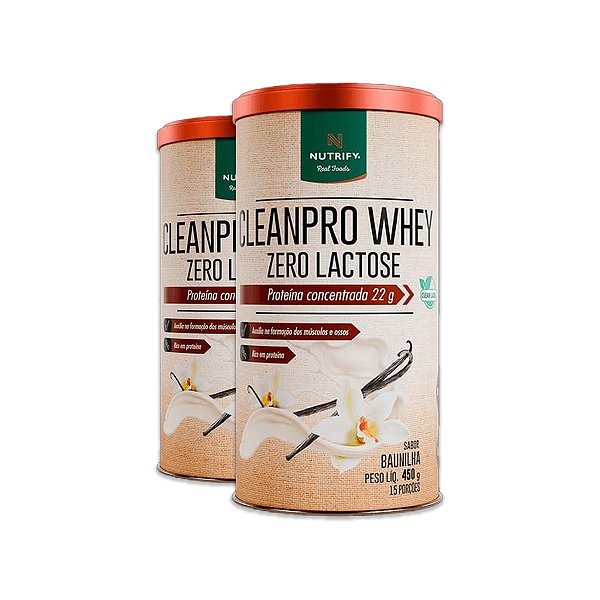 Kit 2 CleanPro Whey Baunilha Sem Lactose Nutrify 450g