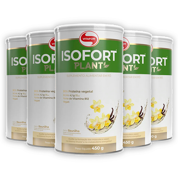KIT 5 | Isofort Plant Baunilha Vitafor 450g