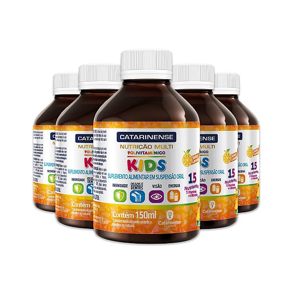 Kit 5 Polivitamínico Kids Catarinense Laranja 150ml