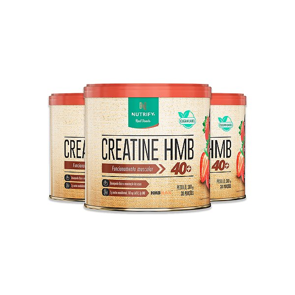 Kit 3 Creatine HMB Nutrify Morango 300g
