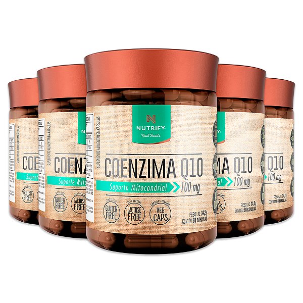 Kit 5 Coenzima Q10 + Vit. E Nutrify 60 Cápsulas