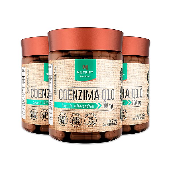Kit 3 Coenzima Q10 + Vit. E Nutrify 60 Cápsulas