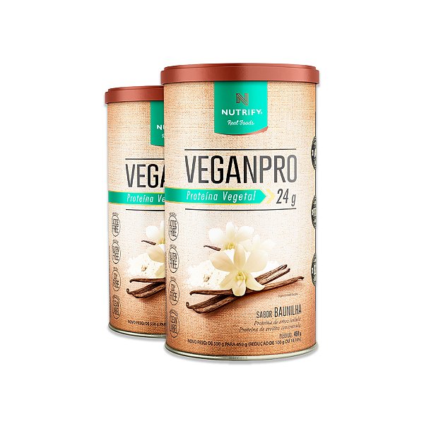 Kit 2 VeganPro Baunilha Proteína Vegetal 24g Nutrify 450g