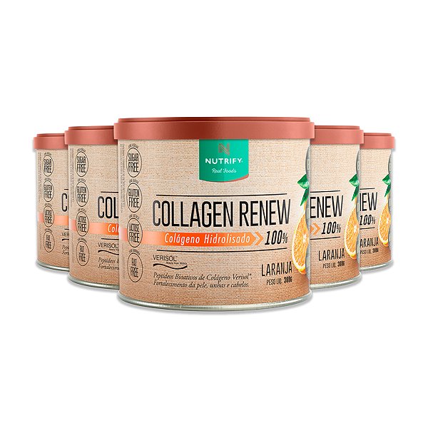 Kit 5 Collagen Renew Laranja Colágeno Nutrify 300g