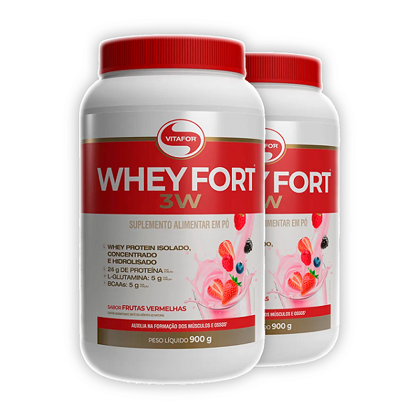 KIT 2 | Whey Fort 3W: Hidrolisado - Frutas Vermelhas Vitafor