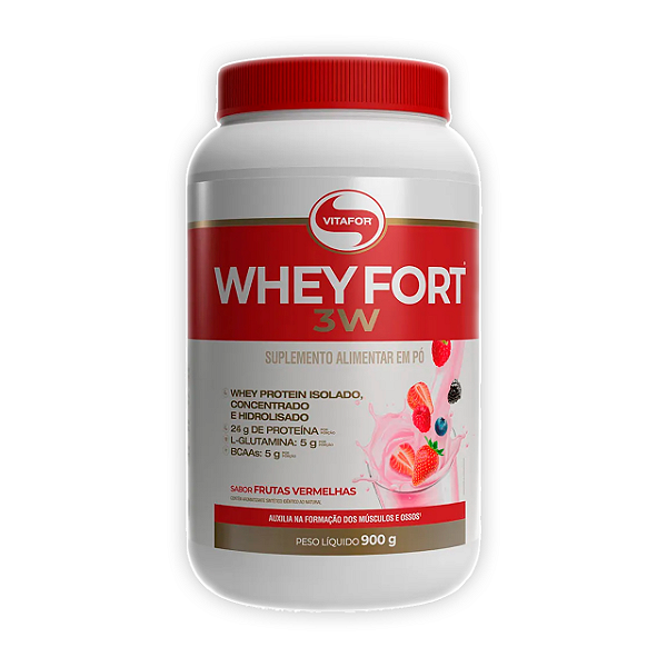 Whey Fort 3W: Hidrolisado - Frutas Vermelhas Vitafor