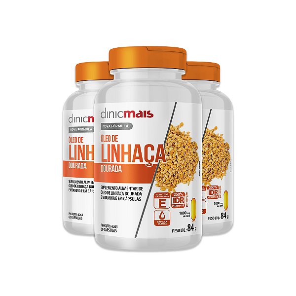 Kit 3 Óleo de Linhaça Dourada ClinicMais 60 Cápsulas
