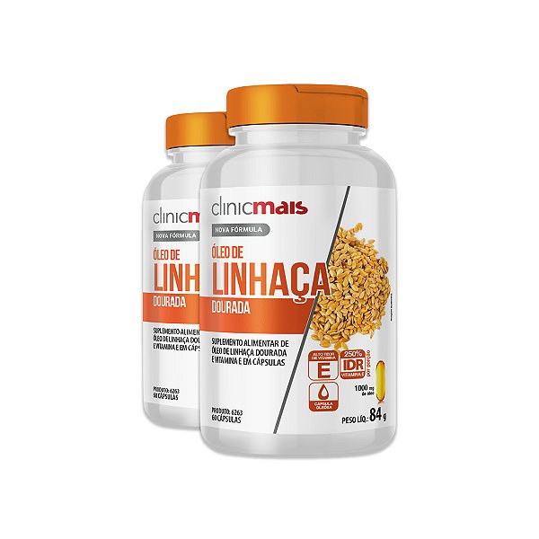 Kit 2 Óleo de Linhaça Dourada ClinicMais 60 Cápsulas