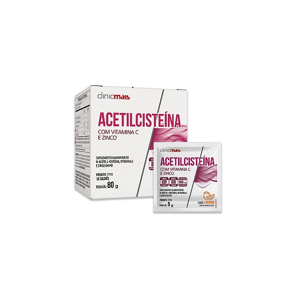 Acetilcisteína ClinicMais 16 Sachês Laranja