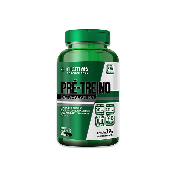 Pré Treino Beta Alanina ClinicMais 60 Cápsulas