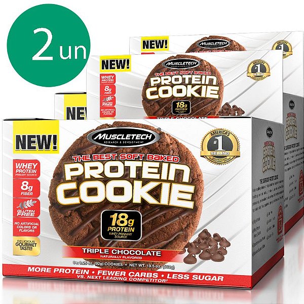 Kit 2 Protein Cookies biscoito proteico Muscletech Triple Chocolate