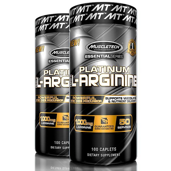 Kit 2 Platinum L-Arginine 100% Arginina 100 tablets Muscletech