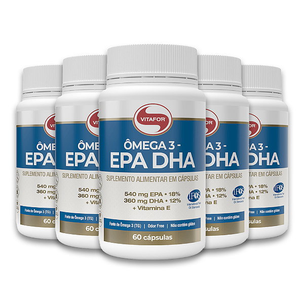 Kit 5 Ômega 3 TG EPA DHA Vitafor 60 Cápsulas