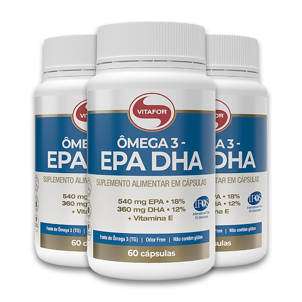 Kit 3 Ômega 3 TG EPA DHA Vitafor 60 Cápsulas