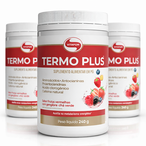 KIT 3 Termo Plus Vitafor Frutas Vermelhas-Gengibre-Chá Verde