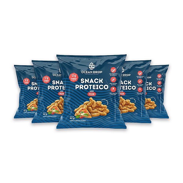 Kit 5 Snack Proteico Ocean Drop 40g Sabor Pizza