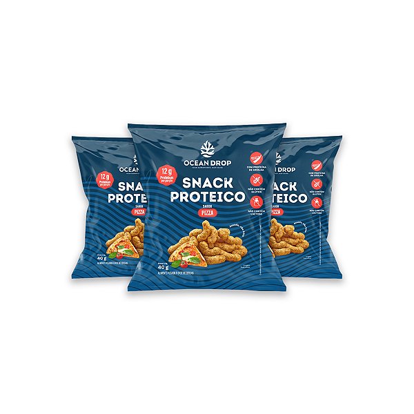 Kit 3 Snack Proteico Ocean Drop 40g Sabor Pizza